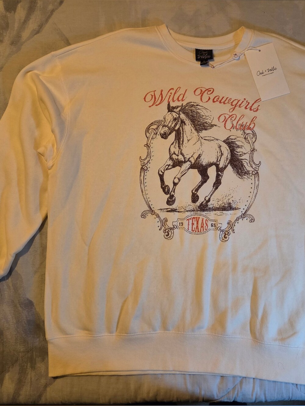 OAK + Fortis Cream Crewneck Sweatshirt with Horse Graphic